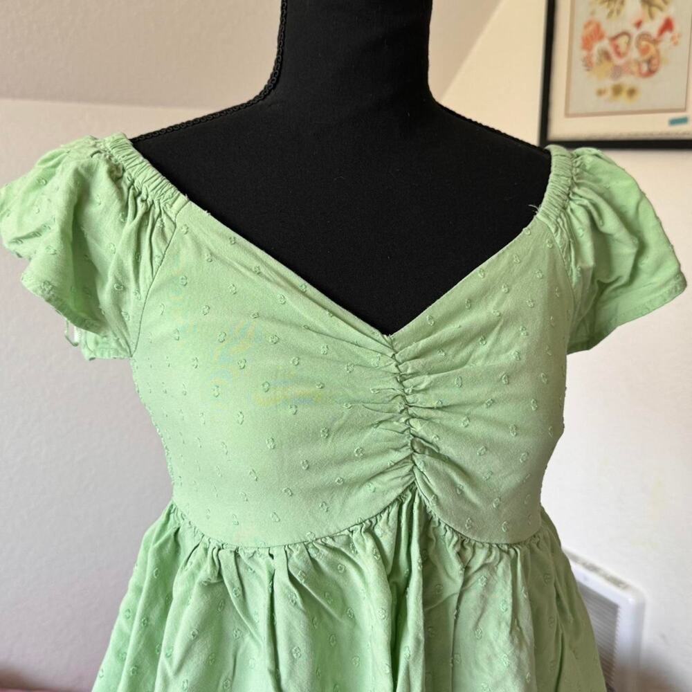 Japna sage green Dainty baby doll top swiss dot cottagecore sz small cottagecore